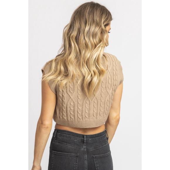 NEW MIMOSA cableknit nora crop tank in taupe - Picture 7 of 7